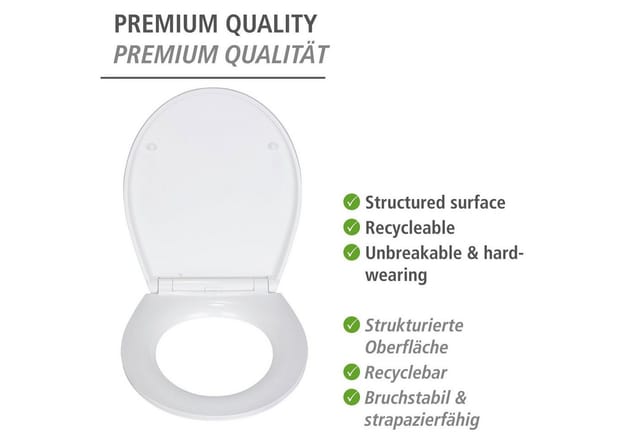Wenko Premium WC-Sitz Grey Marble aus Duroplast mit Absenkautomatik
