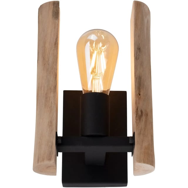 Just Light. Wandleuchte Log 10 W Holz Natur H: 25 cm