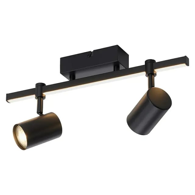 Paul Neuhaus Wand-/Deckenleuchte Barik 2-flammig 14 W Schwarz 40 cm x 14 cm