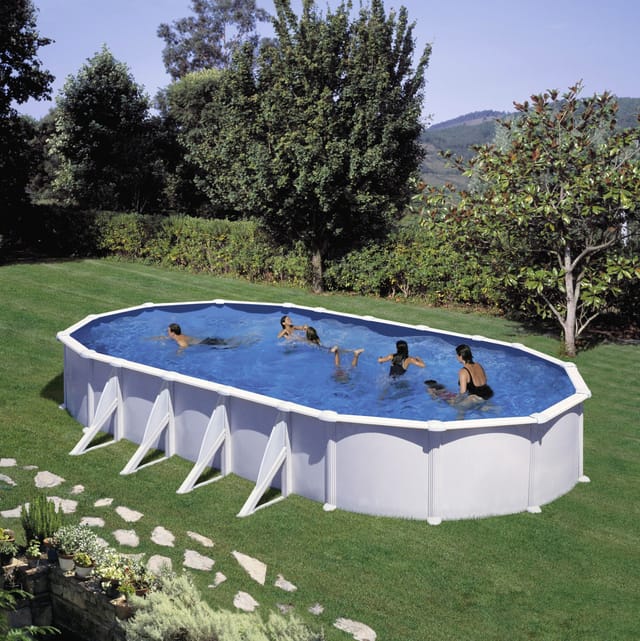 Gre Stahlwand-Pool Atlantis 915 cm x 470 cm x 132 cm Oval Weiß