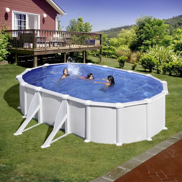 Gre Stahlwand-Pool Atlantis 610 cm x 375 cm x 132 cm Oval Weiß