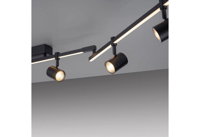 Paul Neuhaus LED-Deckeneluchte Barik 6-flammig 42 W Schwarz 188 cm x 14cm