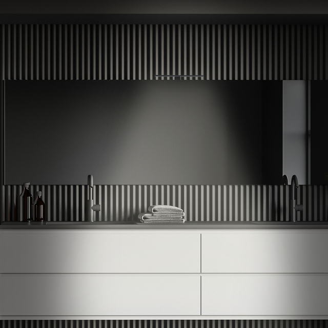 Brilo LED Spiegelleuchte Dun Neutralweiß Spritzwasserschutz 30 cm Schwarz