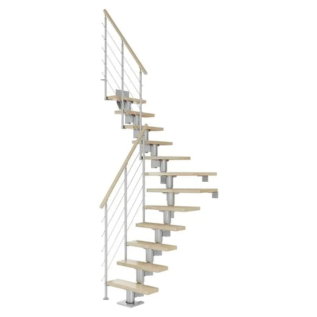 Dolle Mittelholmtreppe Dublin Buche Perlgrau GH bis 292 cm 1/4gew. 65 cm FSC®