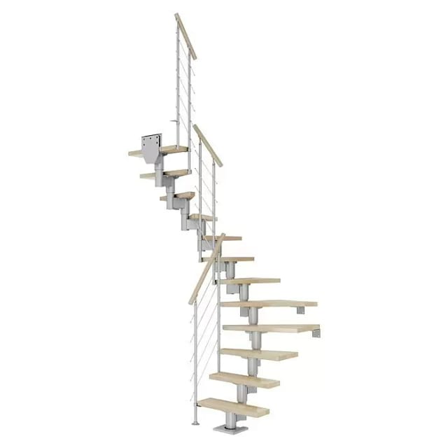 Dolle Mittelholmtreppe Dublin Buche Perlgrau GH bis 337 cm 1/2gew. 65 cm FSC®