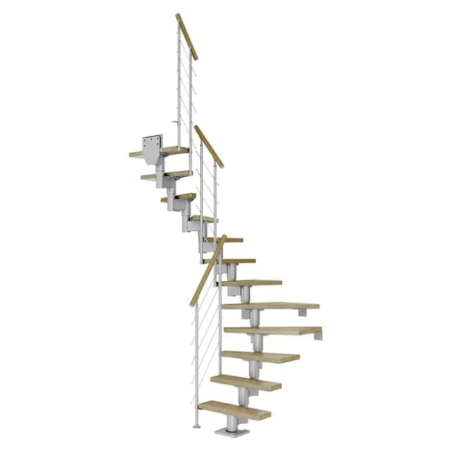 Dolle Mittelholmtreppe Dublin Eiche Perlgrau GH bis 315 cm 1/2gew. 65 cm FSC®