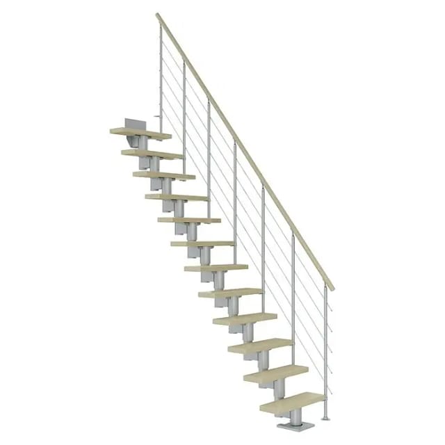 Dolle Mittelholmtreppe Dublin Ahorn Perlgrau GH bis 337 cm Gerade 65 cm
