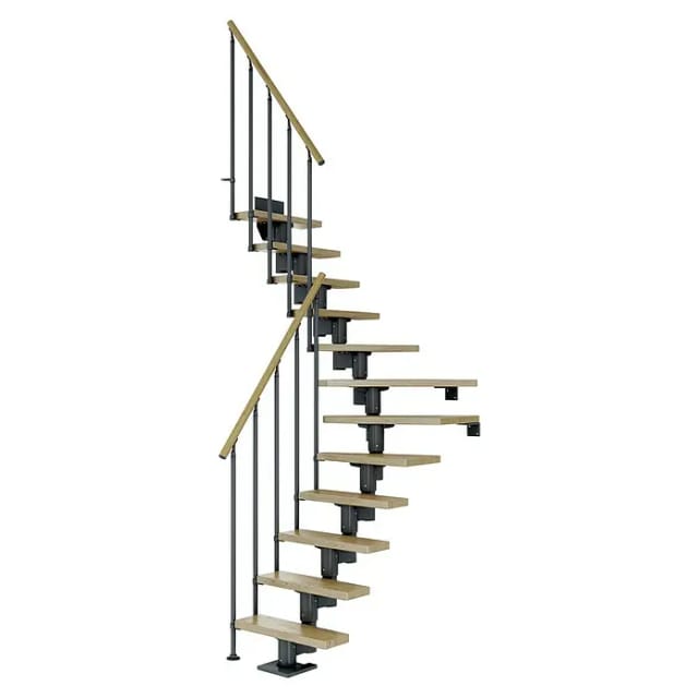 Dolle Mittelholmtreppe Dublin Eiche Anthrazit GH bis 315 cm 1/4gew. 65 cm FSC®