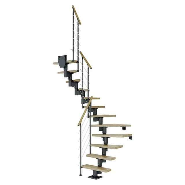 Dolle Mittelholmtreppe Dublin Eiche Anthrazit GH bis 337 cm 1/2gew. 65 cm FSC®
