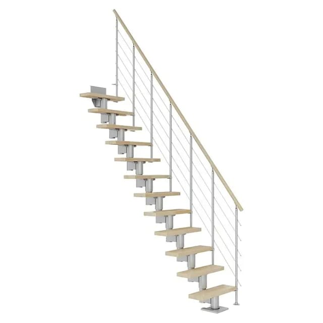 Dolle Mittelholmtreppe Dublin Buche Perlgrau GH bis 292 cm Gerade 75 cm FSC