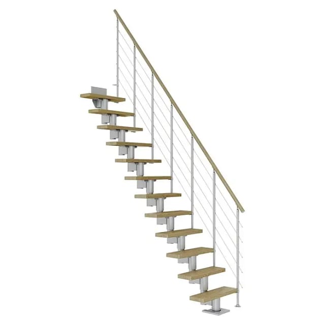 Dolle Mittelholmtreppe Dublin Eiche Perlgrau GH bis 337 cm Gerade 75 cm FSC