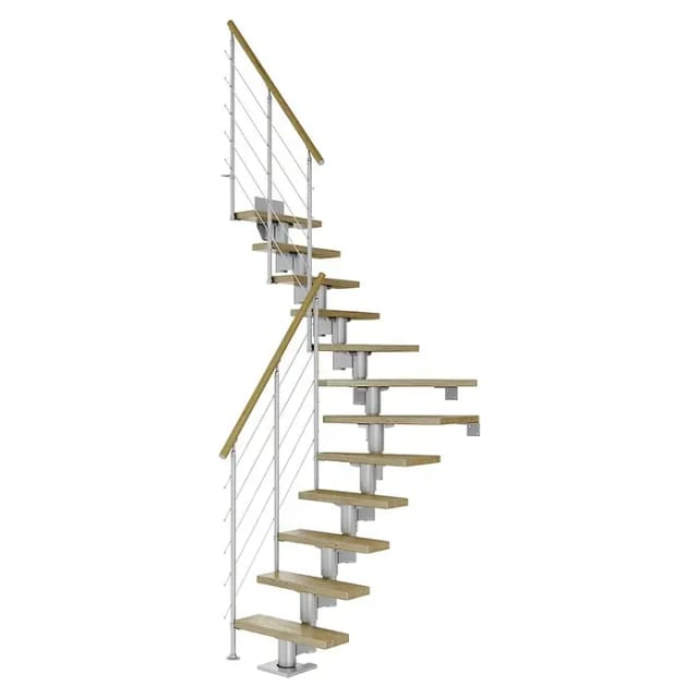 Dolle Mittelholmtreppe Dublin Eiche Perlgrau GH bis 292 cm 1/4gew. 75 cm FSC®