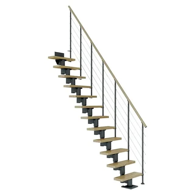 Dolle Mittelholmtreppe Dublin Eiche Anthrazit GH bis 270 cm Gerade 75 cm FSC