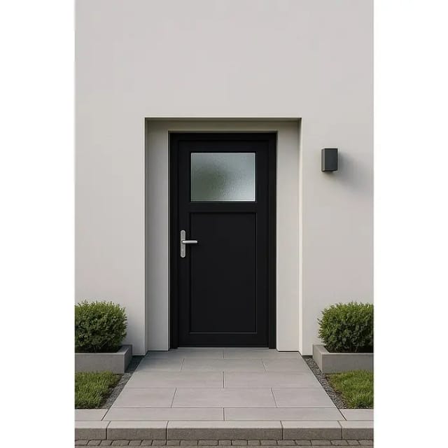 Nebeneingangstür K 504-88 Kunststoff Weiß / Anthrazit 88 cm x 198 cm DIN L