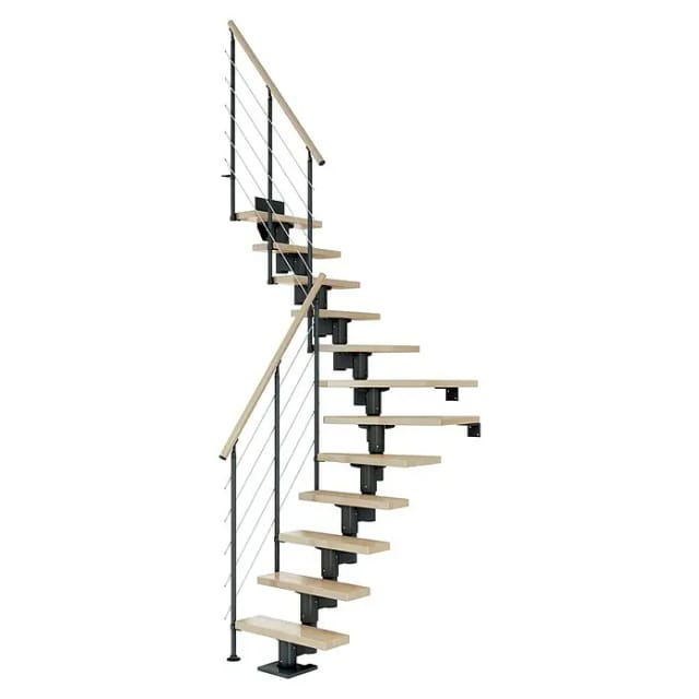 Dolle Mittelholmtreppe Dublin Buche Anthrazit GH bis 292 cm 1/4gew. 75 cm FSC®