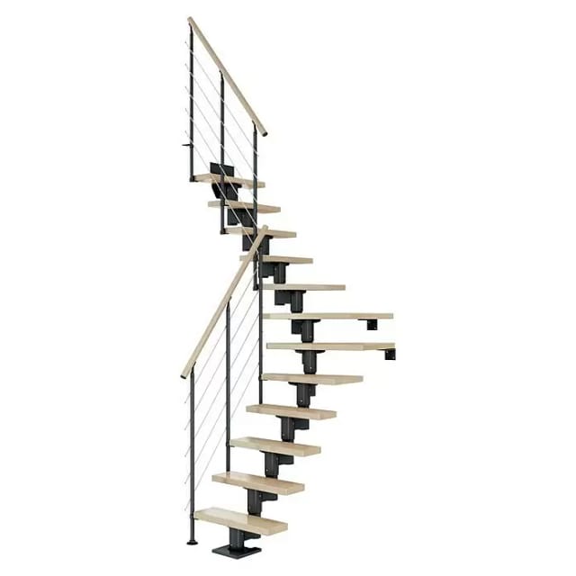 Dolle Mittelholmtreppe Dublin Buche Anthrazit GH bis 337 cm 1/4gew. 75 cm FSC®