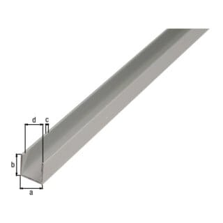 U-Profil Aluminium 10 mm x 15 mm x 1.000 mm Silber