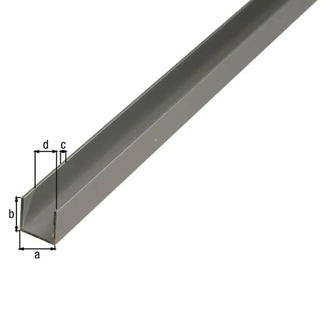 U-Profil Aluminium 10 mm x 12 mm x 2.000 mm Silber