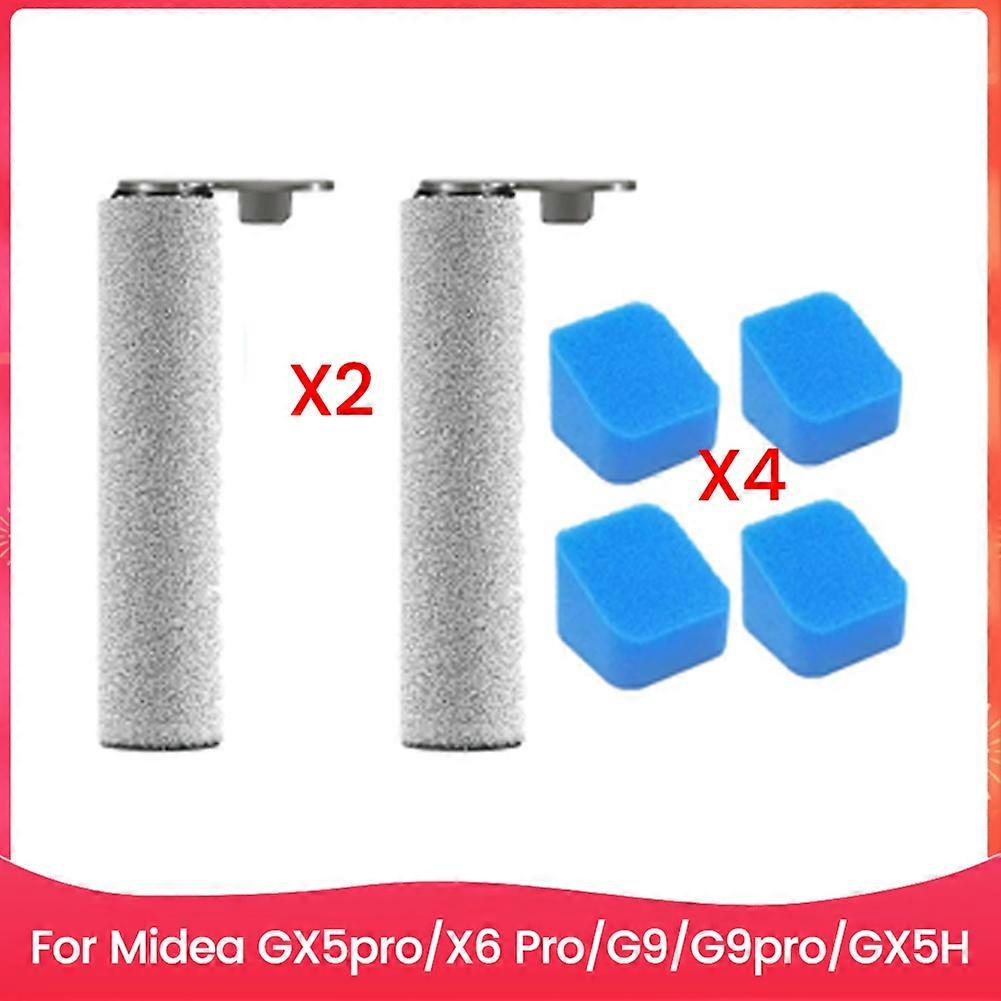 6-teiliges Ersatzteilset Für Midea Gx5pro/x6 Pro/g9/g9pro/gx5h Bodenreiniger: Hauptwalze, Bürste, Filter, Schwamm