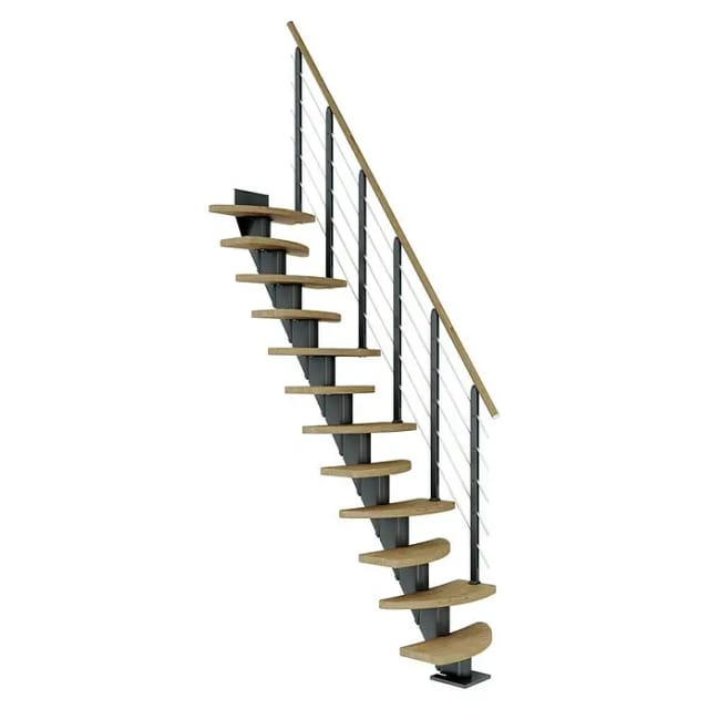 Dolle Mittelholmtreppe Berlin Eiche Anthrazit GH bis 270 cm Variabel 64 cm FSC