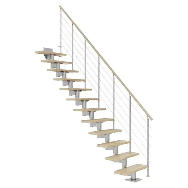 Dolle Mittelholmtreppe Cork Buche Perlgrau GH bis 315 cm Gerade 75 cm FSC