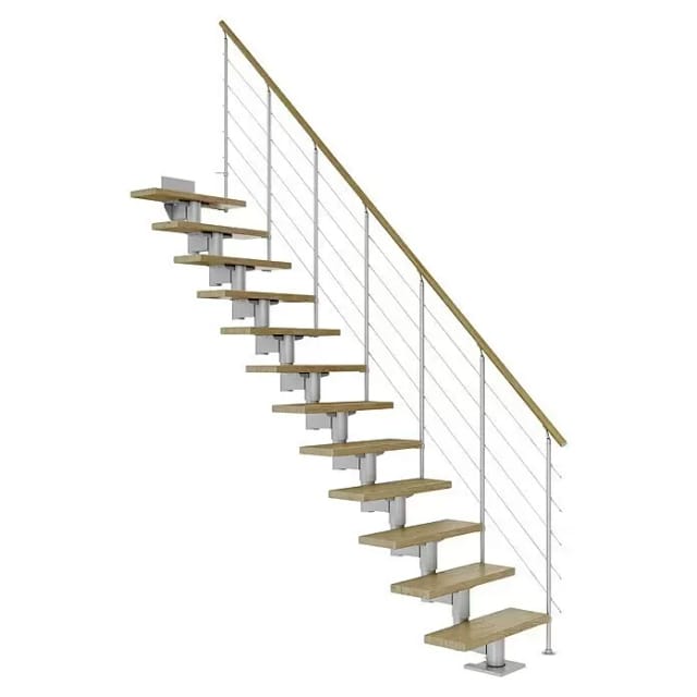 Dolle Mittelholmtreppe Cork Eiche Perlgrau GH bis 337 cm Gerade 75 cm FSC