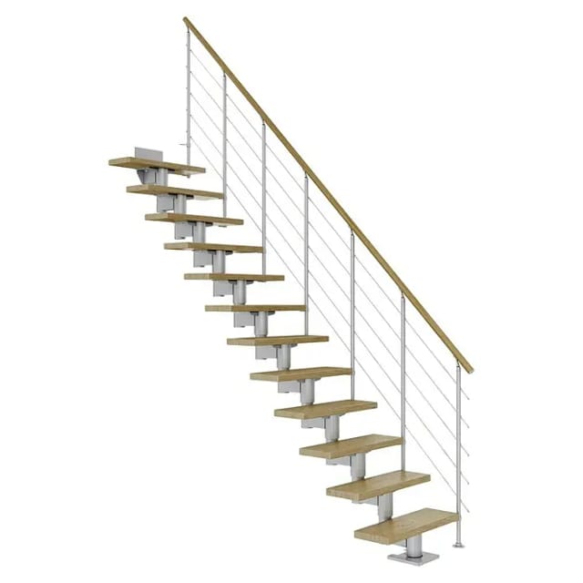 Dolle Mittelholmtreppe Cork Eiche Perlgrau GH bis 292 cm Gerade 75 cm FSC