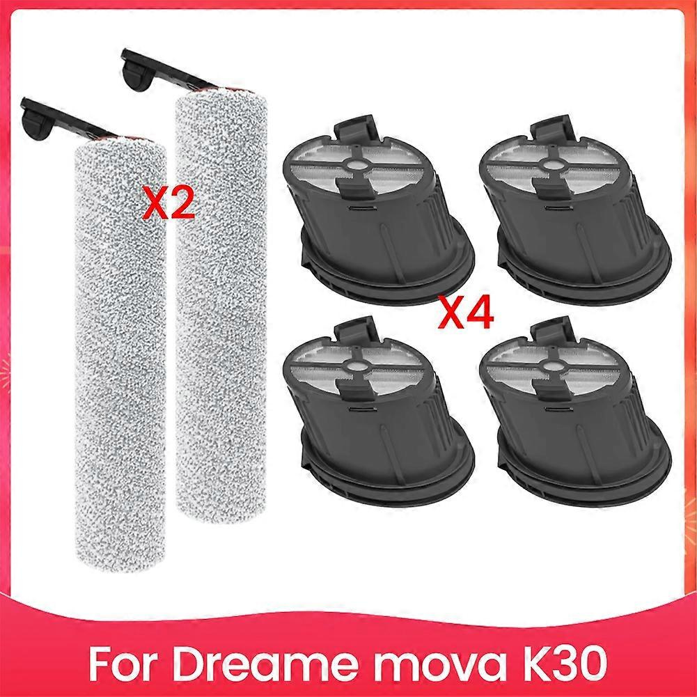 Kompatibel Mit Ersatzteilen Für Den Dreame Mova K30 Scheuersaugroboter, 2 Walzenbürsten + 4 Hepa-filter