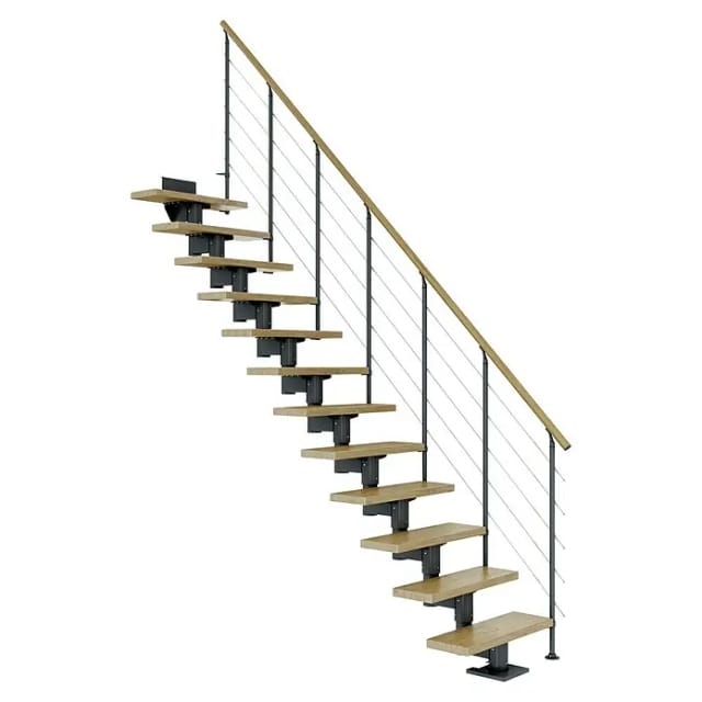 Dolle Mittelholmtreppe Cork Eiche Anthrazit GH bis 292 cm Gerade 75 cm FSC