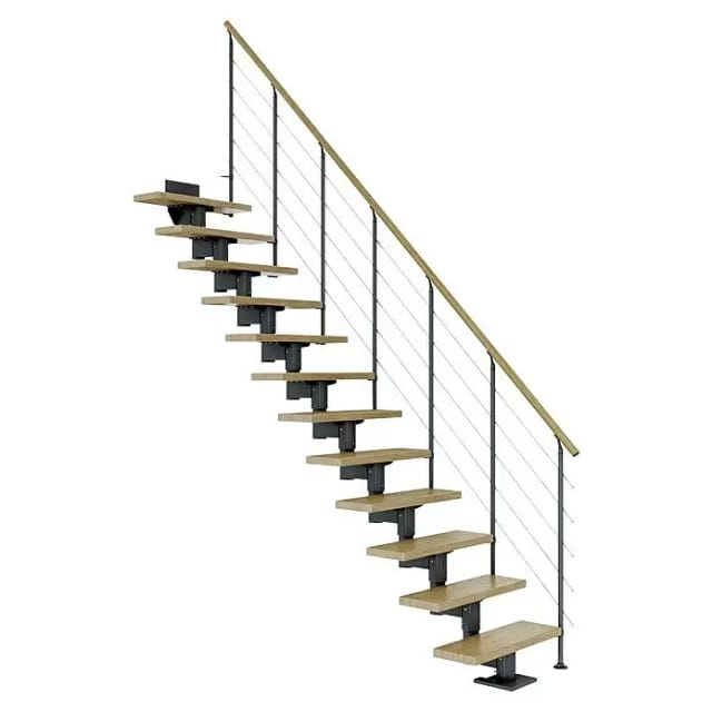 Dolle Mittelholmtreppe Cork Eiche Anthrazit GH bis 337 cm Gerade 75 cm FSC