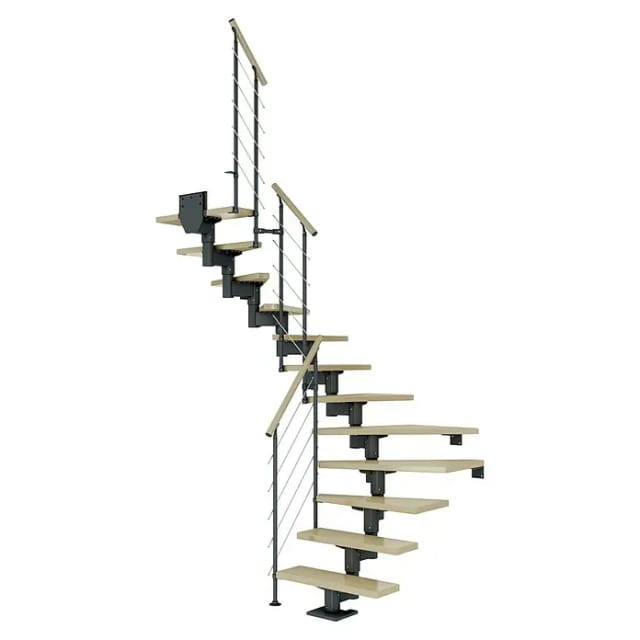 Dolle Mittelholmtreppe Cork Ahorn Anthrazit GH b. 270cm 1/2 Gewendelt 75cm FSC