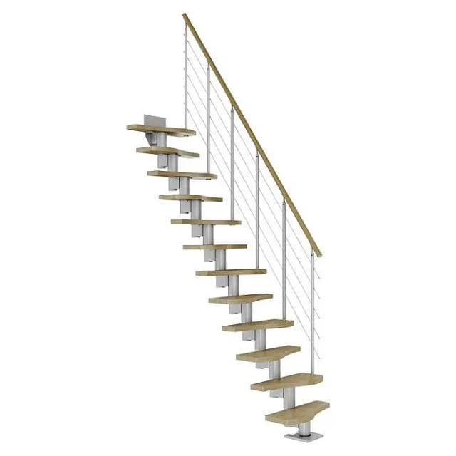 Dolle Mittelholmtreppe Basel Eiche Perlgrau GH bis 276 cm Variabel 64 cm FSC