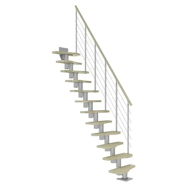 Dolle Mittelholmtreppe Basel Ahorn Perlgrau GH bis 276 cm Variabel 64 cm FSC