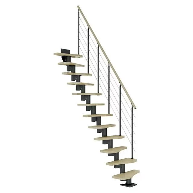 Dolle Mittelholmtreppe Basel Ahorn Anthrazit GH bis 276 cm Variabel 64 cm FSC