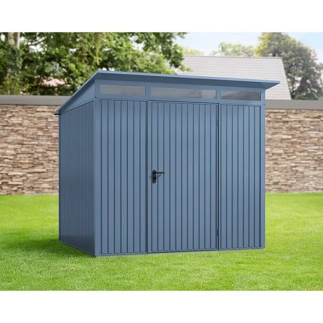 Hörmann Gerätehaus Trend mit Pultdach Typ 2 RAL5014 Taubenblau Einzeltür