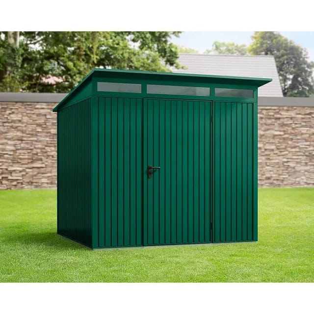 Hörmann Gerätehaus Trend mit Pultdach Typ 2 RAL6005 Moosgrün Einzeltür