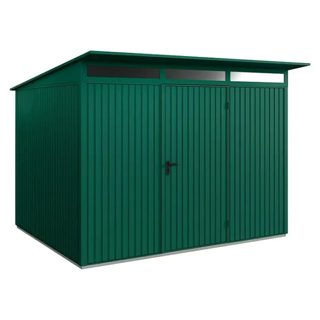 Hörmann Gerätehaus Trend mit Pultdach Typ 3 RAL6005 Moosgrün Einzeltür