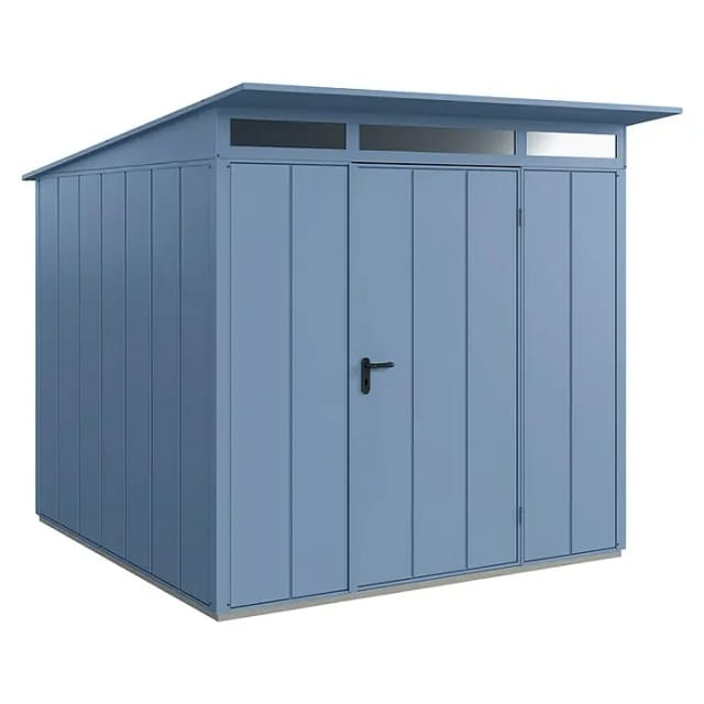 Hörmann Gerätehaus Elegant mit Pultdach Typ 2 RAL5014 Taubenblau Einzeltür