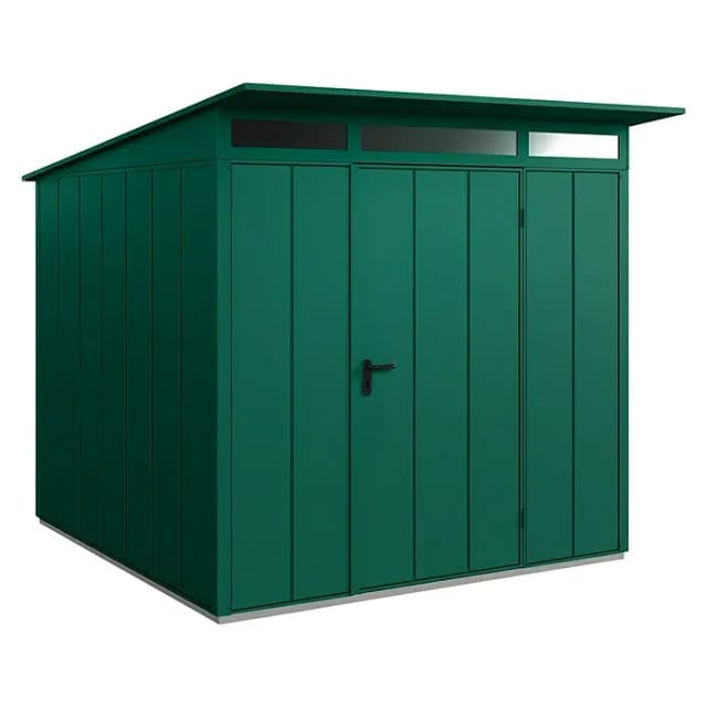 Hörmann Gerätehaus Elegant mit Pultdach Typ 2 RAL6005 Moosgrün Einzeltür