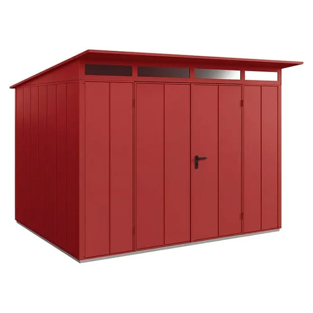 Hörmann Gerätehaus Elegant mit Pultdach Typ 3 RAL3004 Purpurrot Doppeltür