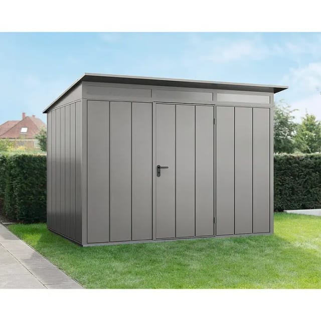 Hörmann Gerätehaus Elegant mit Pultdach Typ 3 RAL9007 Graualuminium Einzeltür