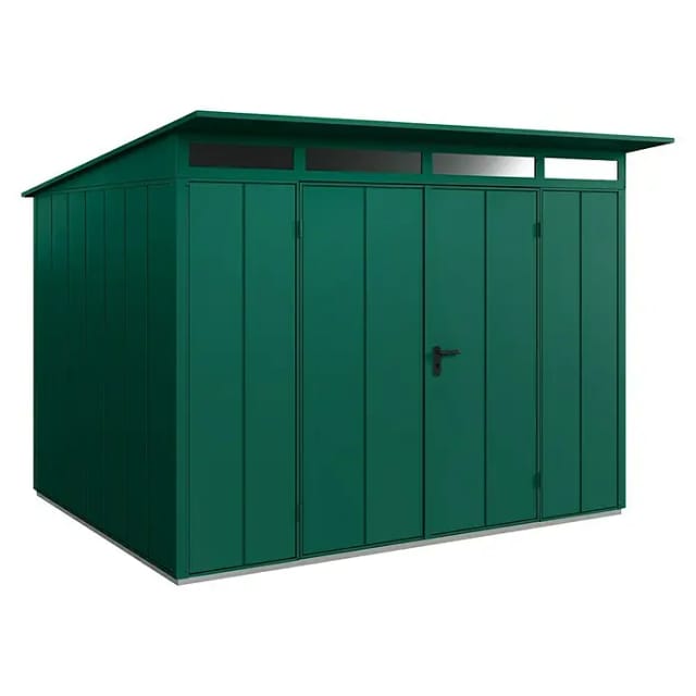 Hörmann Gerätehaus Elegant mit Pultdach Typ 3 RAL6005 Moosgrün Doppeltür