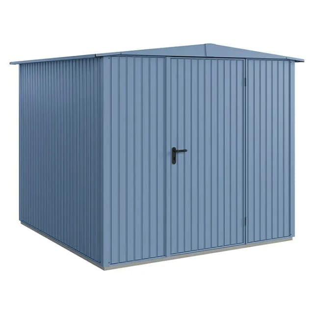 Hörmann Gerätehaus Trend mit Satteldach Typ 2 RAL5014 Taubenblau Einzeltür