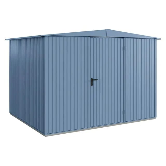 Hörmann Gerätehaus Trend mit Satteldach Typ 3 RAL5014 Taubenblau Einzeltür