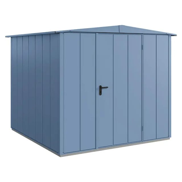 Hörmann Gerätehaus Elegant mit Satteldach Typ 2 RAL5014 Taubenblau Einzeltür