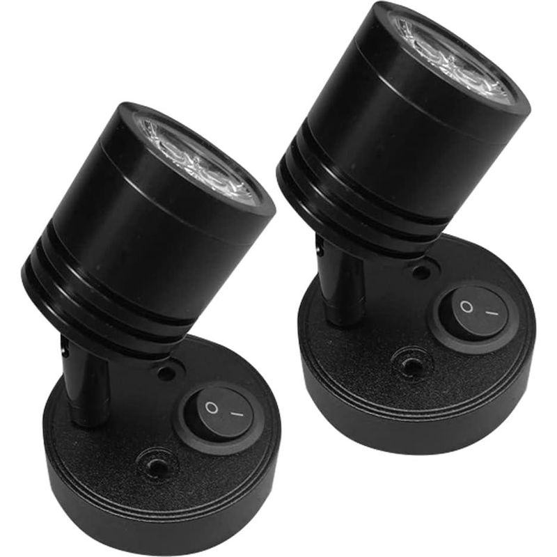 Groofoo 2 Stück 12v Zylindrische Led-spot-leselampe Mit Einstellbarem Schalter, Warmweißem Licht (3000k) Für Wohnmobil, Boot, Innenbeleuchtung, Schwarz