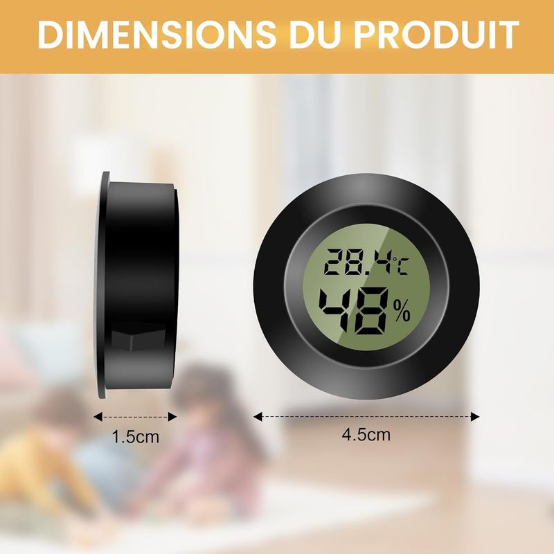 Mini-rund-digitalthermometer-hygrometer, 4 Stück, °c/°f, Für Büro/wohnzimmer.