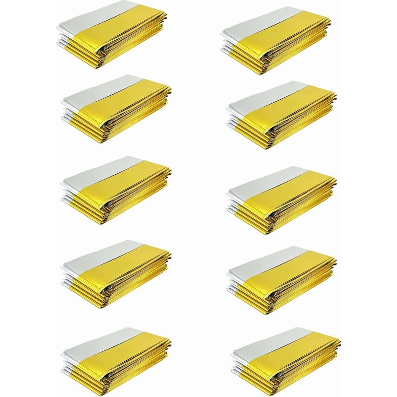 10 Extra Große Rettungsdecken (210 X 160 Cm), Silber/goldenes Mylar, Für Biwak/camping/erste Hilfe