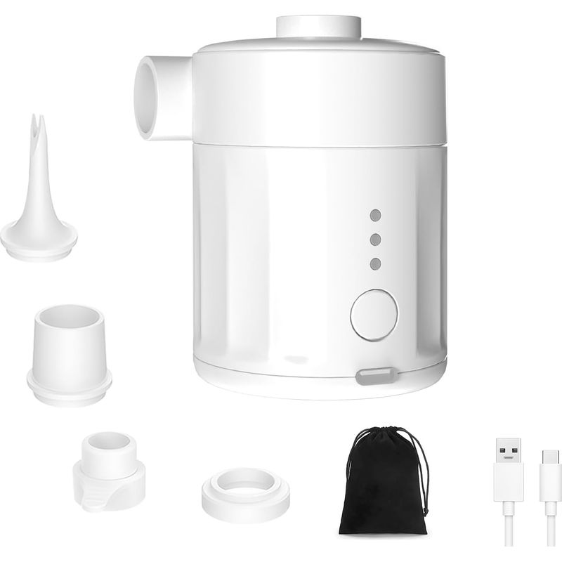 2-in-1 Wiederaufladbare, Tragbare Luftpumpe, 4 Düsen + Aufbewahrungstasche, Für Aufblasbare Matratzen/pools