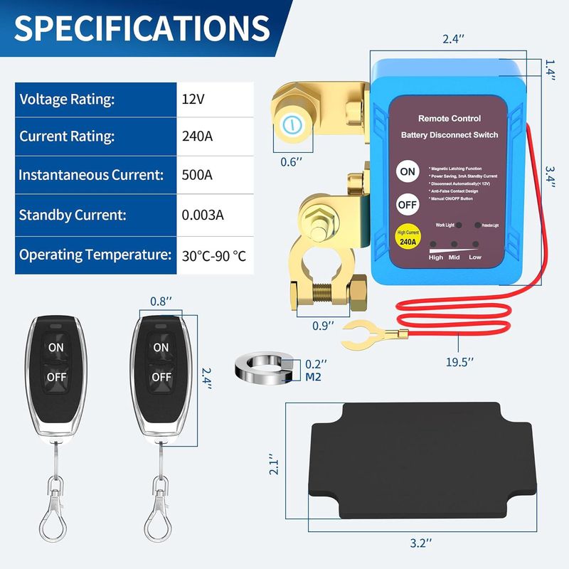 12v 240a Ferngesteuerter Batterietrennschalter, Automatischer Abschaltschalter, Fernbedienungsschalter Für Auto, Lkw, Boot